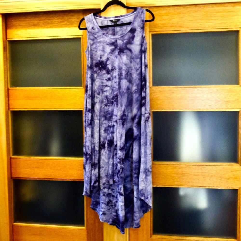 ALFANI~Ladies' SLEEVELESS BLUE TIE DYE PRINT HIGH-LOW TANK DRESS SIZE XS